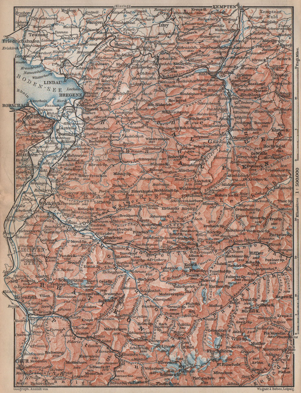 VORARLBERG & BREGENZER WALD. Bludenz St Anton Zürs Lech See Ischgl 1896 map