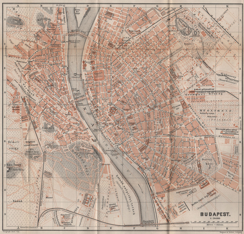 BUDAPEST antique town city plan. Hungary. Magyarorszag terkep 1896 old map