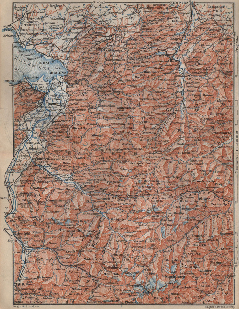 VORARLBERG & BREGENZER WALD. Bludenz St Anton Zürs Lech See Ischgl 1905 map
