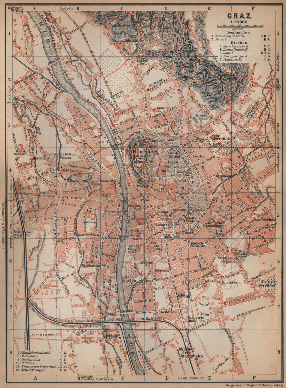 GRAZ (GRATZ) town city plan stadtplan. Austria Österreich karte 1905 old map