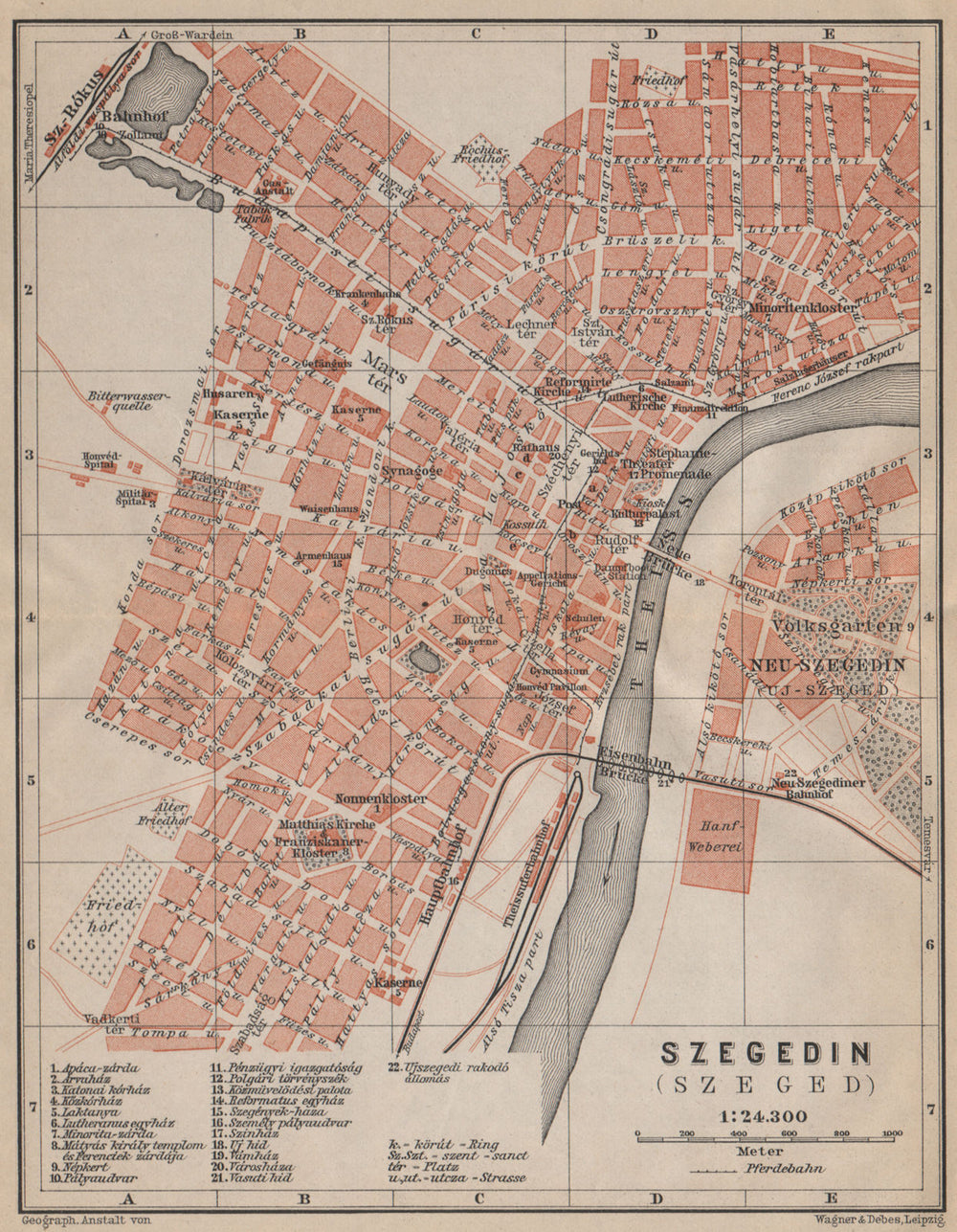SZEGEDIN (SZEGED SEGHEDIN SEGEDIN) town city plan. Hungary terkep 1905 old map