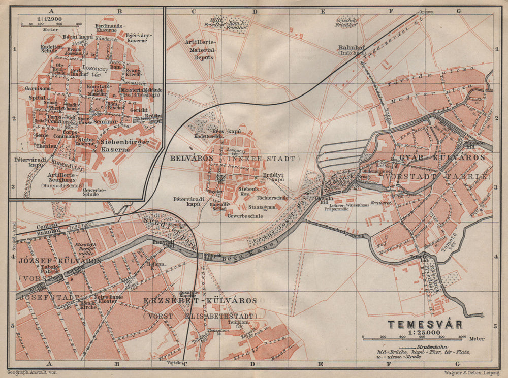 TIMISOARA town city planul orasului. Temeswar Temesvar. Romania harta 1905 map