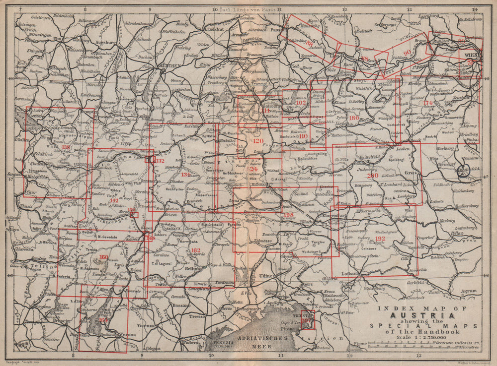 AUSTRIA. Austrian Empire. Index map karte. BAEDEKER 1905 old antique chart