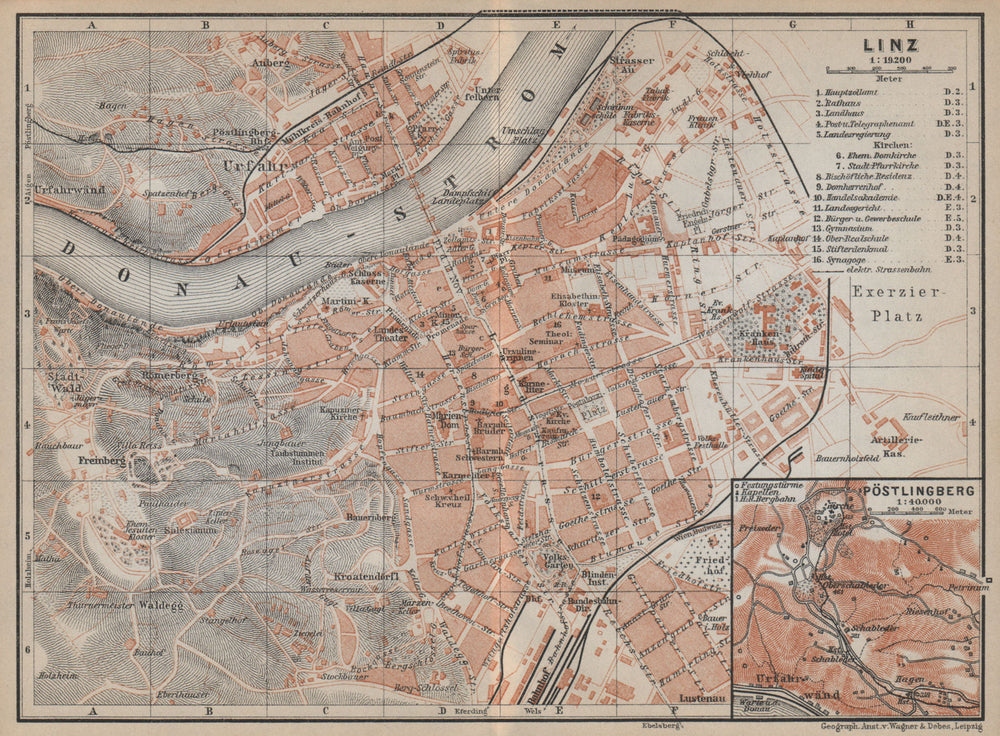 LINZ vintage town city plan stadtplan. Austria Österreich karte 1929 old map