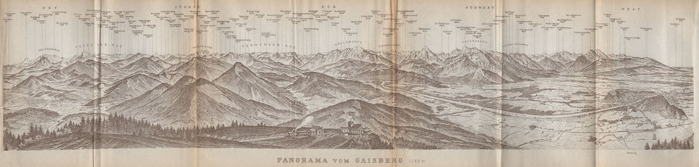 PANORAMA VOM GAISBERG. Salzburg. Salzach valley. Austria Österreich 1929 map