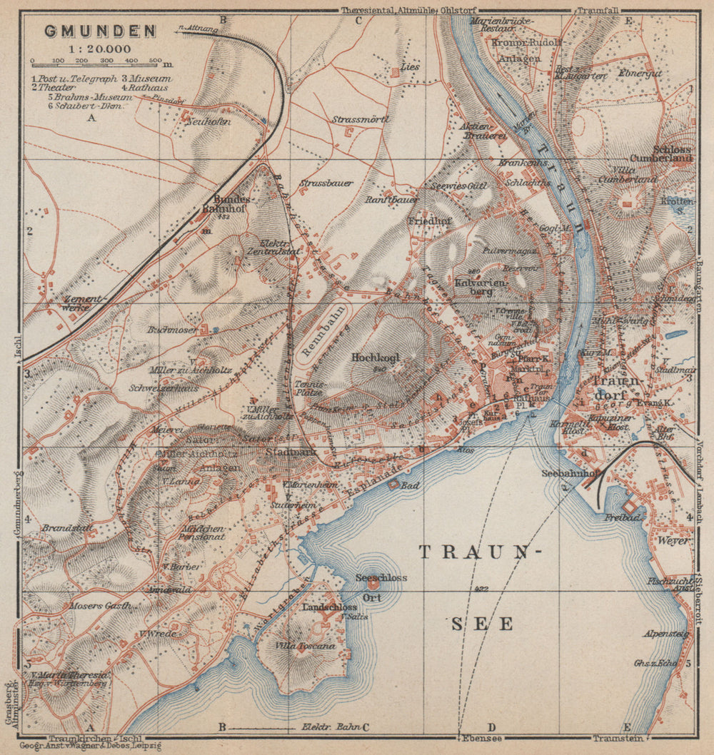 GMUNDEN vintage town city plan stadtplan. Austria Österreich karte 1929 map