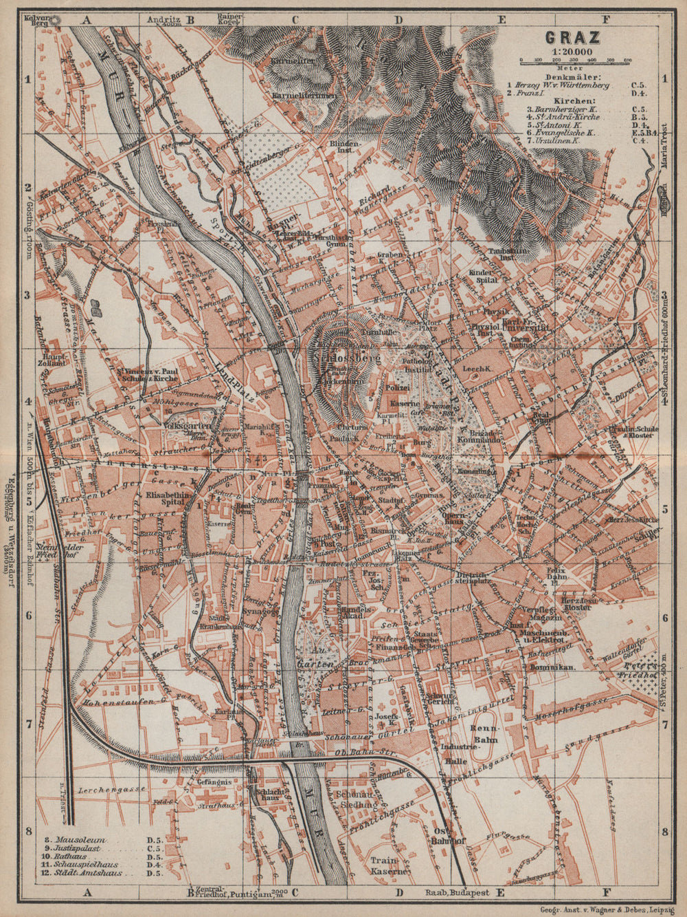 GRAZ (GRATZ) town city plan stadtplan. Austria Österreich karte 1929 old map