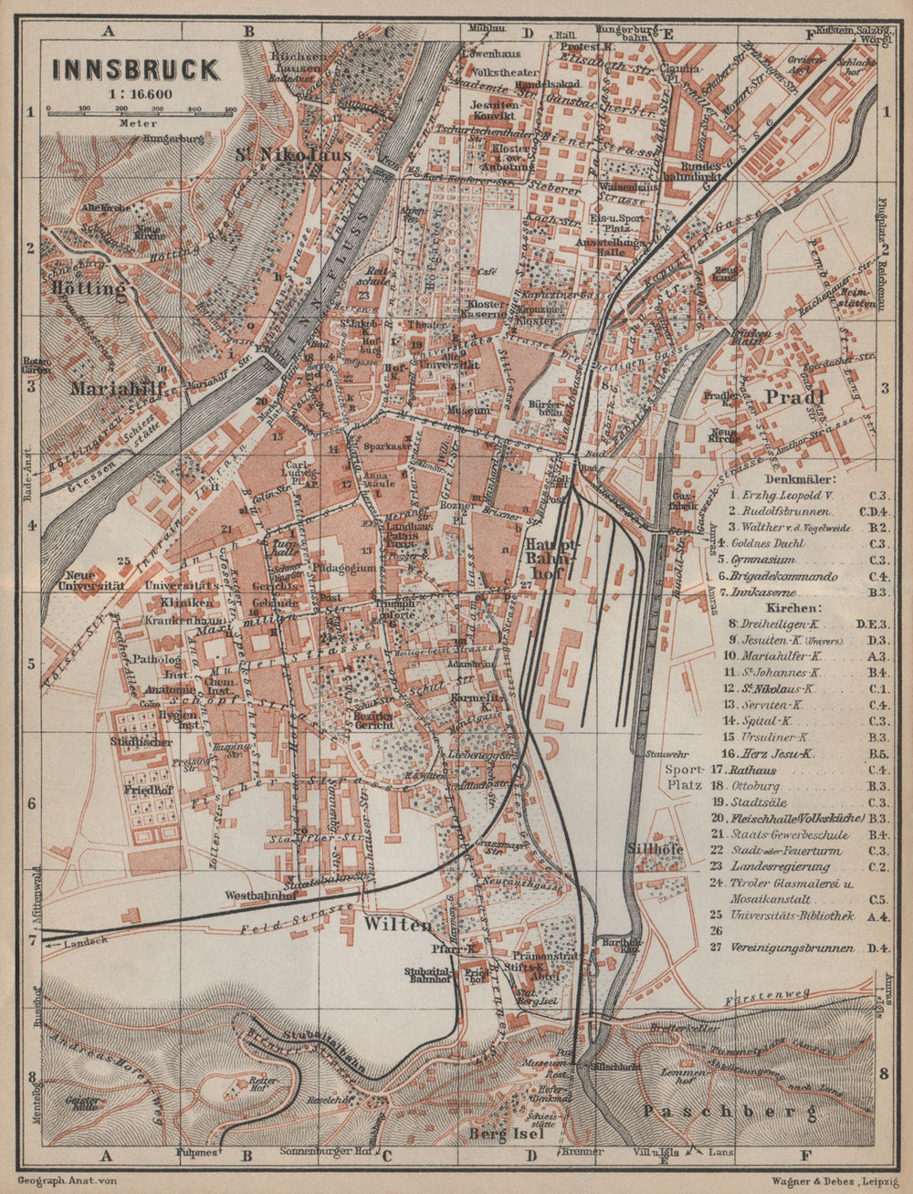 INNSBRUCK vintage town city plan stadtplan. Austria Österreich karte 1929 map