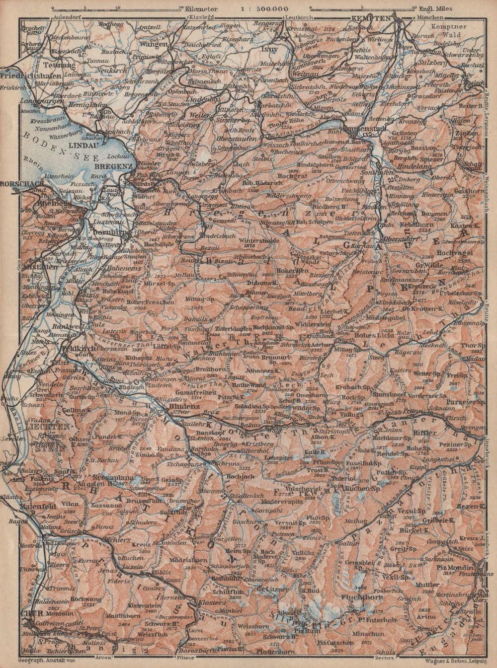 VORARLBERG & BREGENZER WALD. Bludenz St Anton Zürs Lech See Ischgl 1929 map