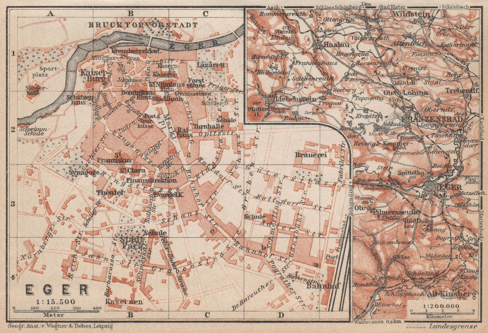 EGER vintage town city plan. Erlau Jagier Jager. Hungary terkep 1929 old map