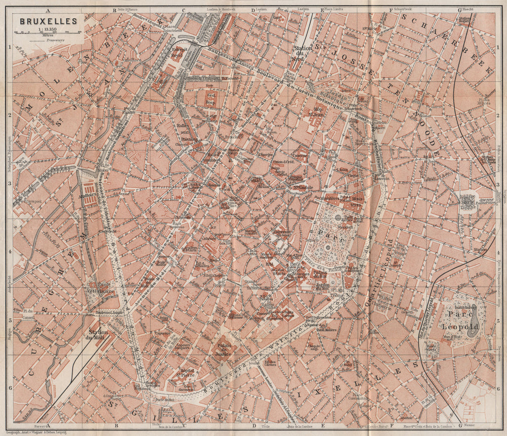 BRUSSELS BRUXELLES BRUSSEL town city plan de la ville. Belgium carte 1897 map