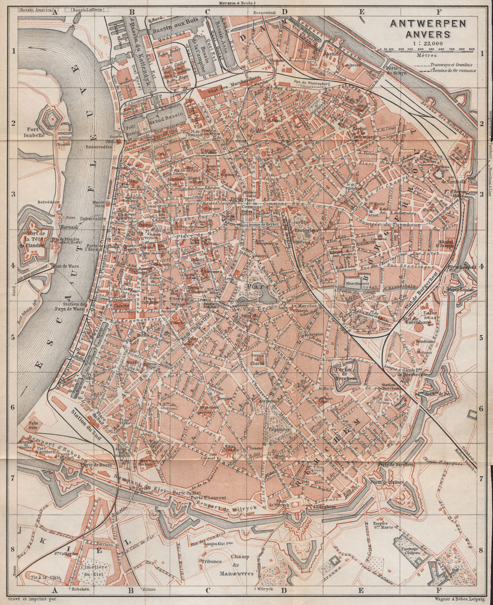 ANTWERP ANTWERPEN ANVERS antique town city plan. Belgium carte 1897 old map