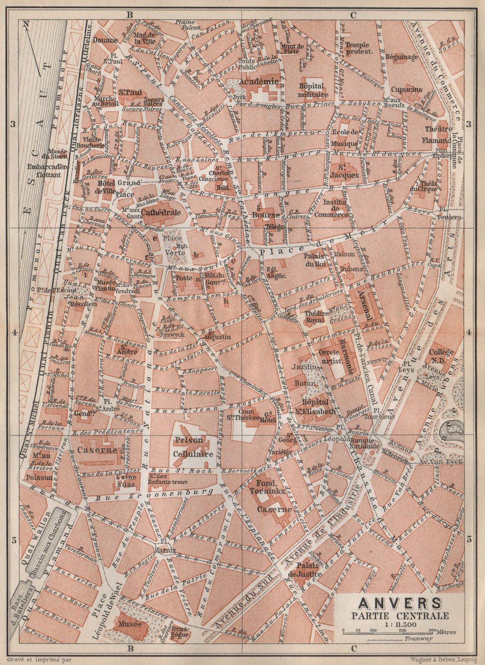 ANTWERP ANTWERPEN ANVERS antique town centre. City plan. Belgium carte 1897 map