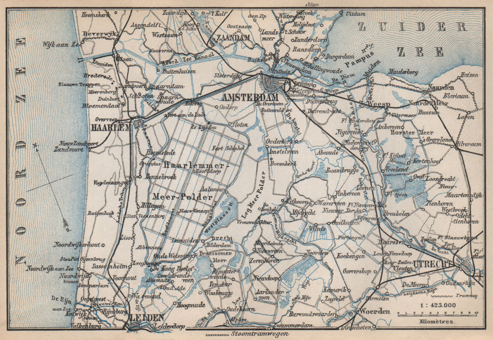 AMSTERDAM environs. Utrecht Leiden haarlem Zaandam. Netherlands kaart 1897 map