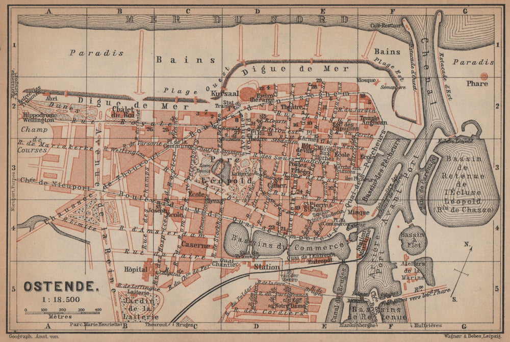 OOSTENDE OSTEND OSTENDE antique town city plan. Belgium carte 1901 old map