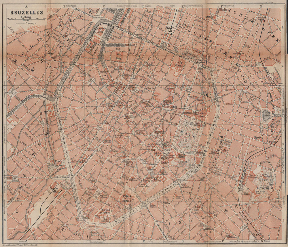 BRUSSELS BRUXELLES BRUSSEL town city plan de la ville. Belgium carte 1901 map
