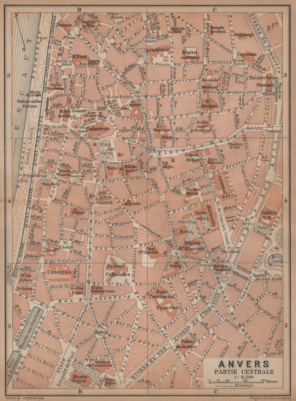 ANTWERP ANTWERPEN ANVERS antique town centre. City plan. Belgium carte 1901 map