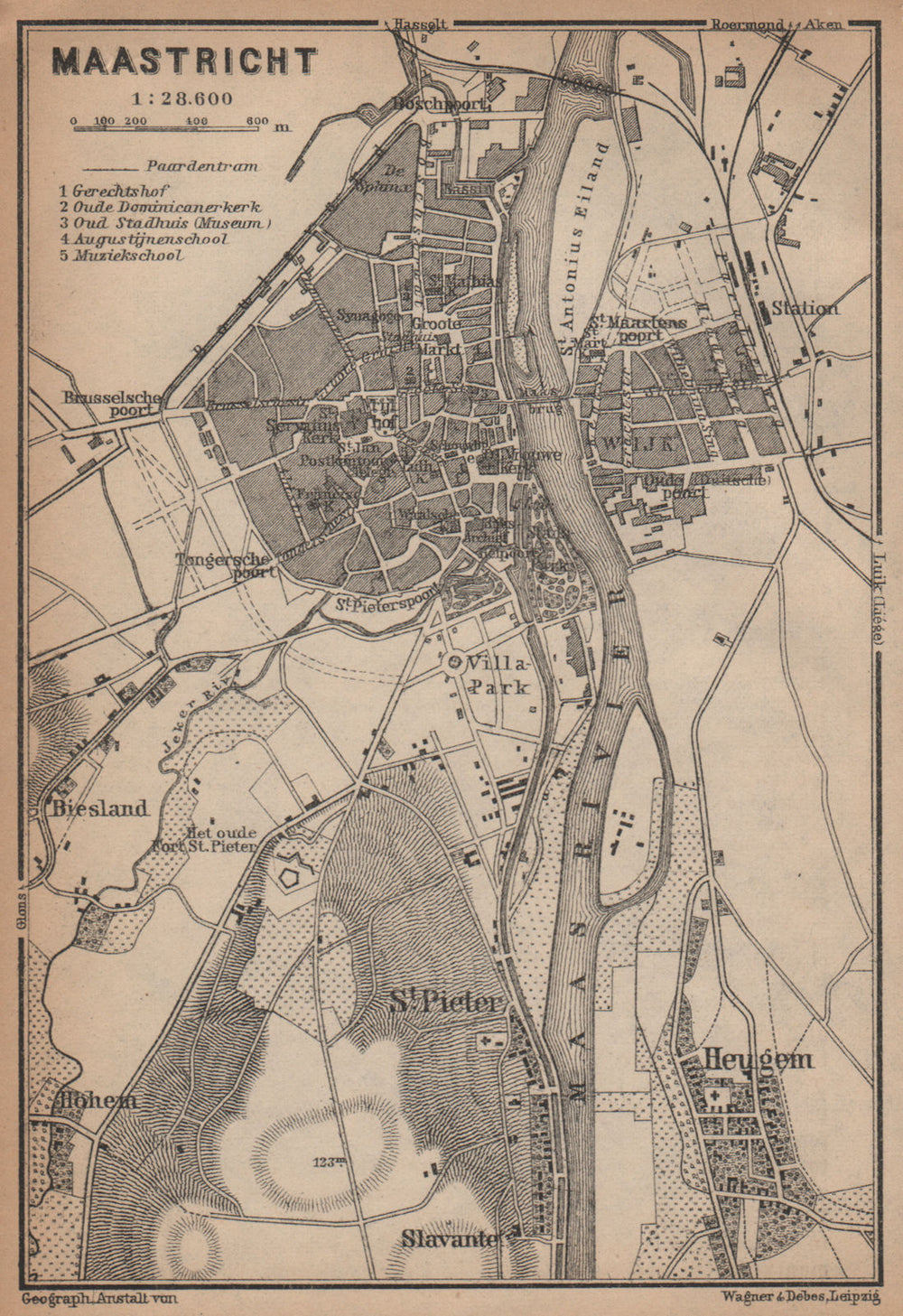 MAASTRICHT town city stadsplan. Heugem Maestricht. Netherlands kaart 1901 map