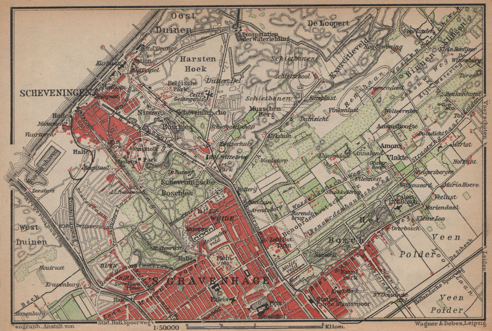 SCHEVENINGEN & THE HAGUE DEN HAAG 'S-GRAVENHAGE environs. Netherlands 1901 map