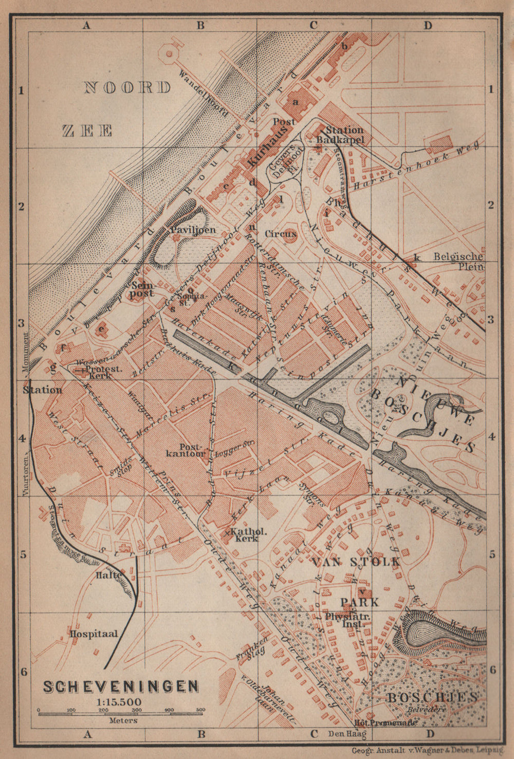 SCHEVENINGEN town city stadsplan. Den Haag The Hague. Netherlands 1905 old map