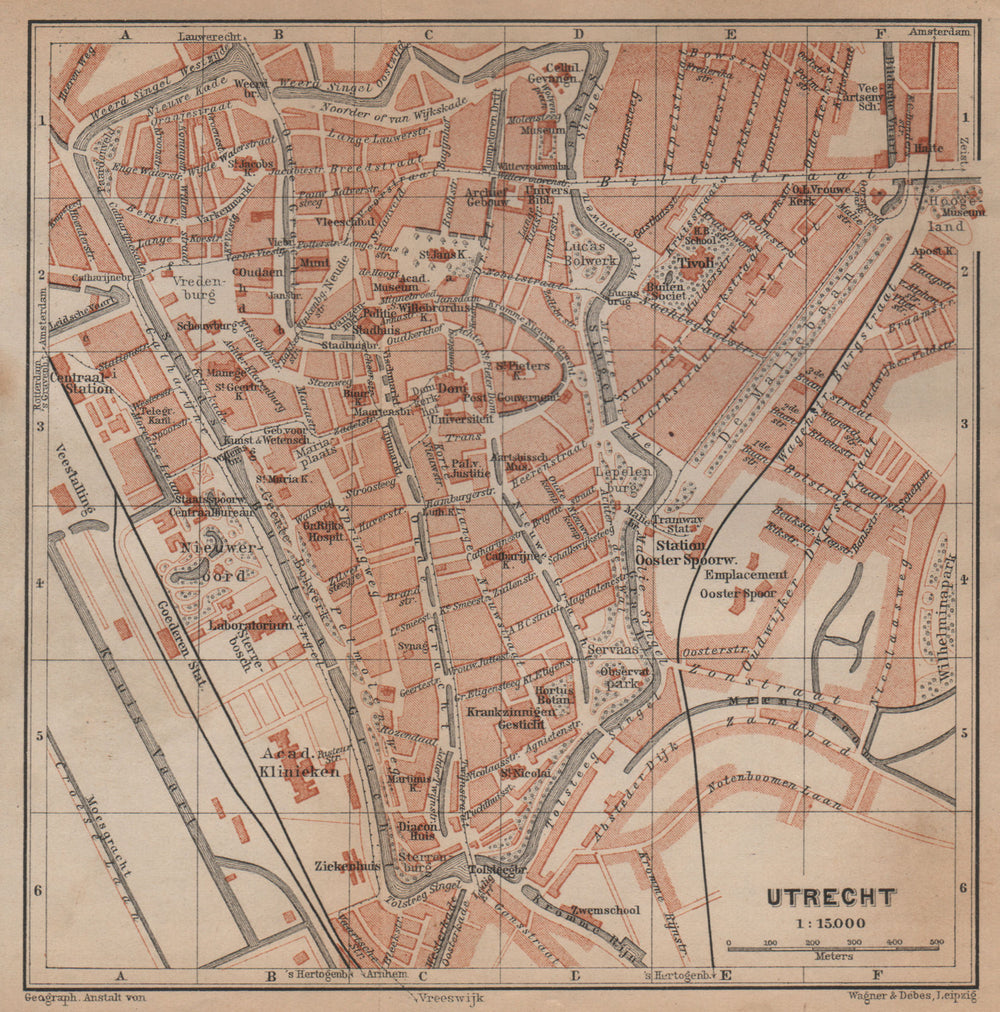 UTRECHT antique town city stadsplan. Netherlands kaart. BAEDEKER 1905 old map