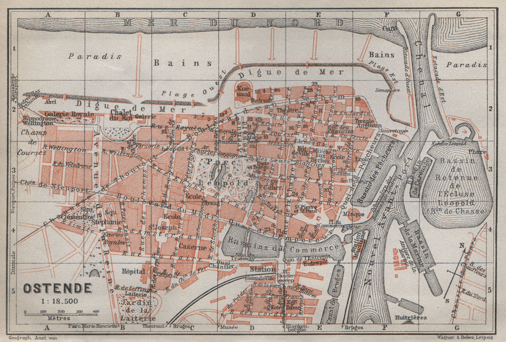 OOSTENDE OSTEND OSTENDE antique town city plan. Belgium carte 1910 old map