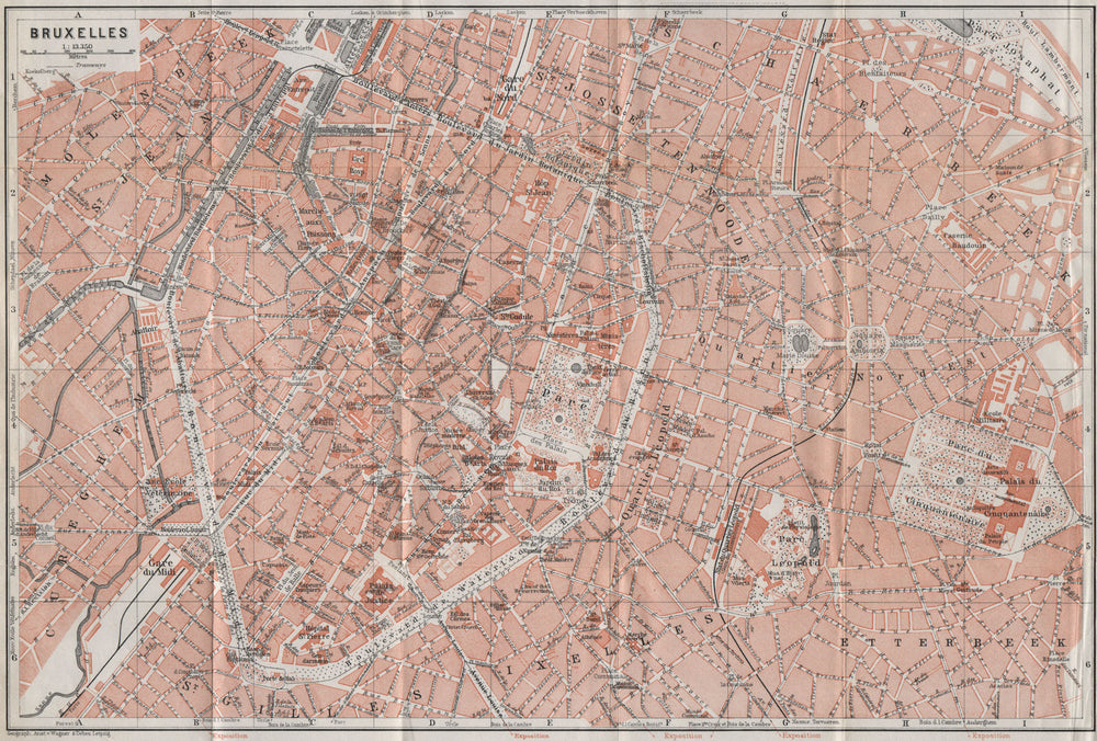 BRUSSELS BRUXELLES BRUSSEL town city plan de la ville. Belgium carte 1910 map