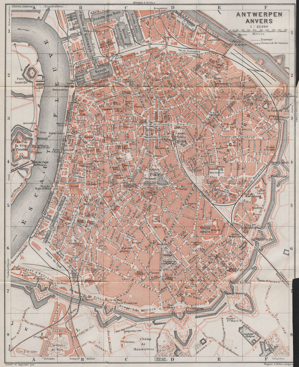 ANTWERP ANTWERPEN ANVERS antique town city plan. Belgium carte 1910 old map