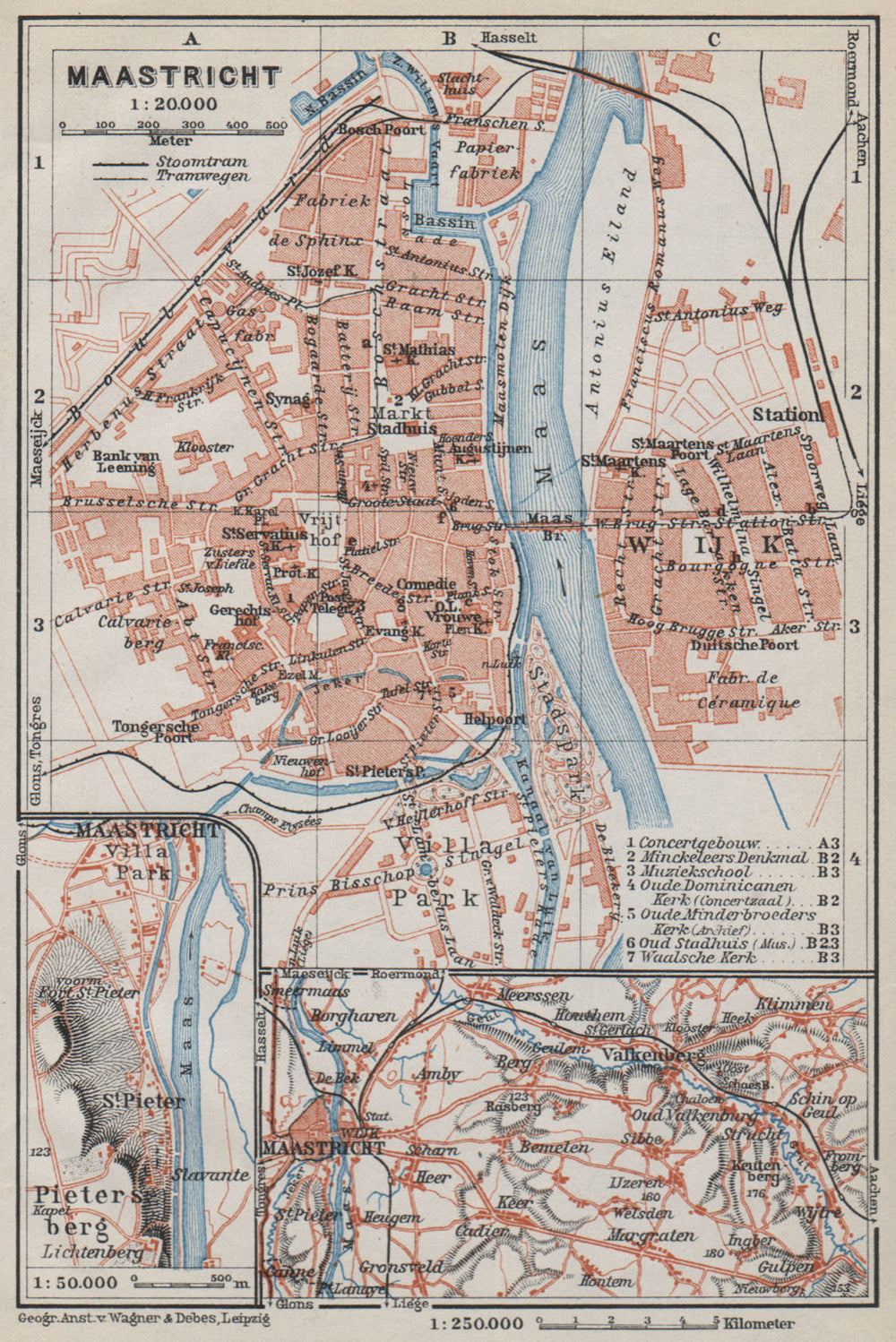 MAASTRICHT town city plan & environs. Heugem Maestricht. Netherlands 1910 map