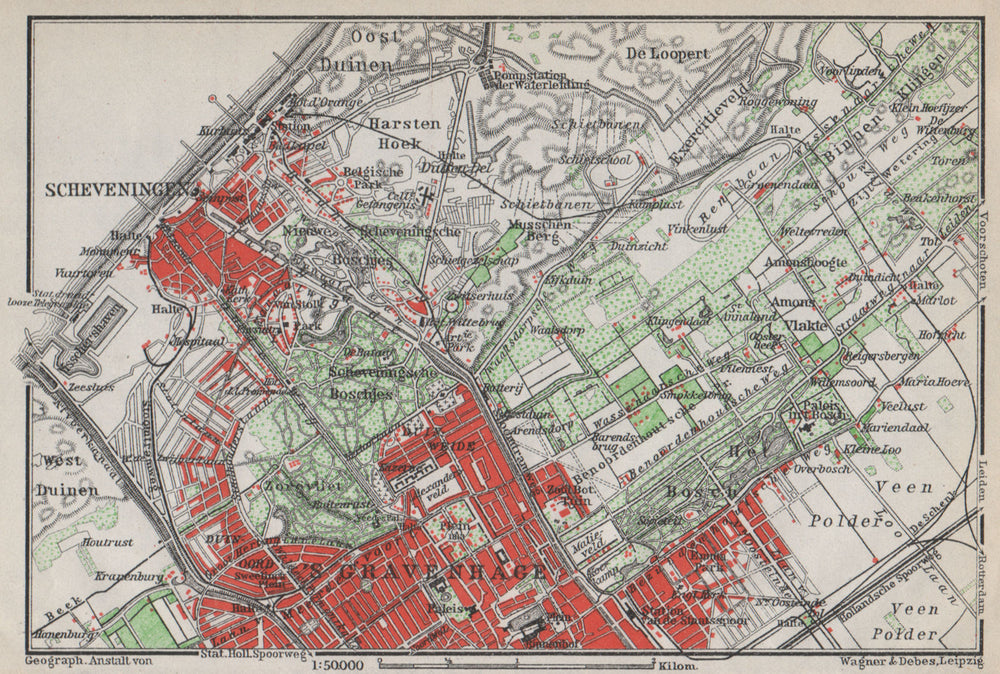 SCHEVENINGEN & THE HAGUE DEN HAAG 'S-GRAVENHAGE environs. Netherlands 1910 map