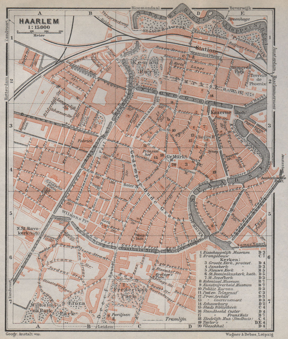 HAARLEM antique town city stadsplan. Harlem. Netherlands kaart 1910 old map