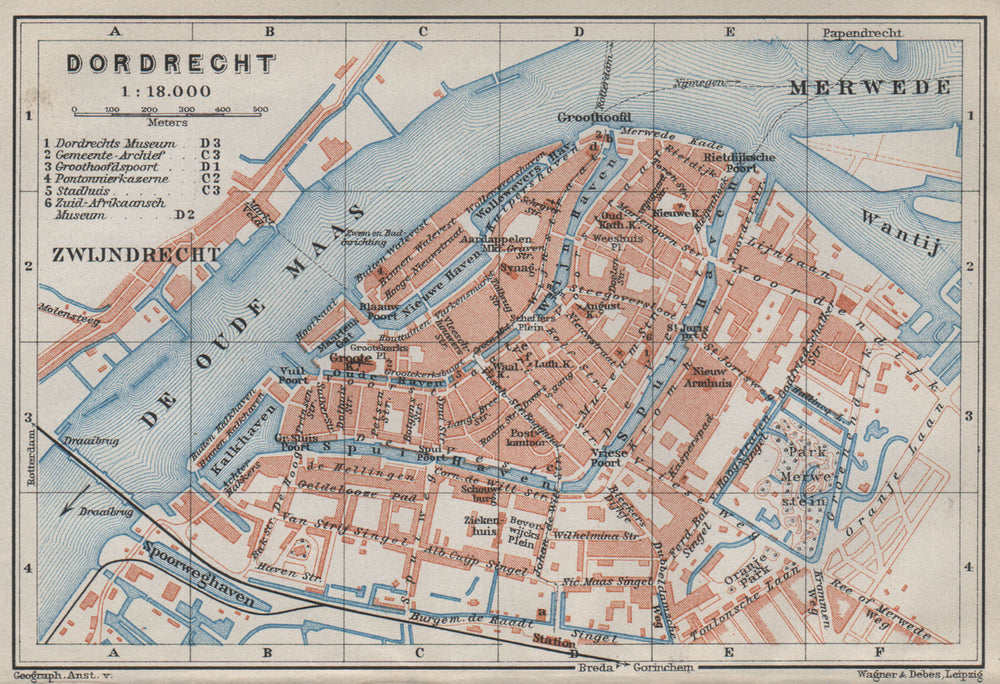DORDRECHT antique town city stadsplan. Netherlands kaart. BAEDEKER 1910 map