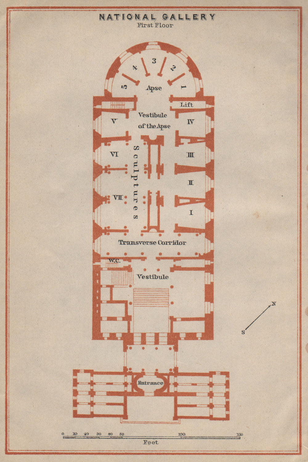 ALTE NATIONALGALERIE, Berlin. Old National gallery. First floor plan 1910 map