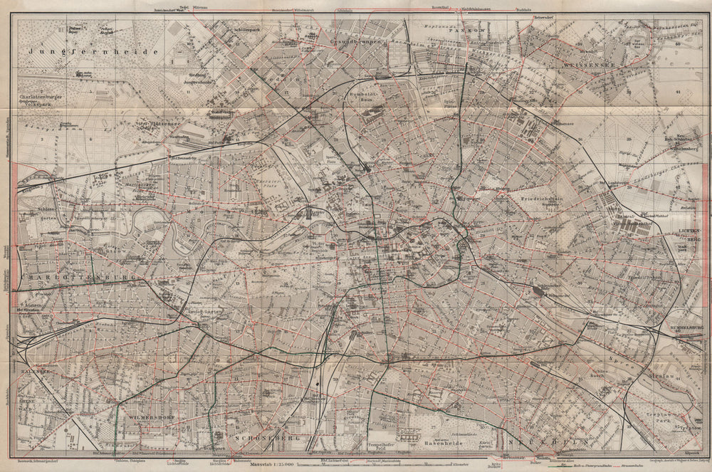 BERLIN STRAßENBAHNNETZ. Tramway network. town city stadtplan karte 1923 map