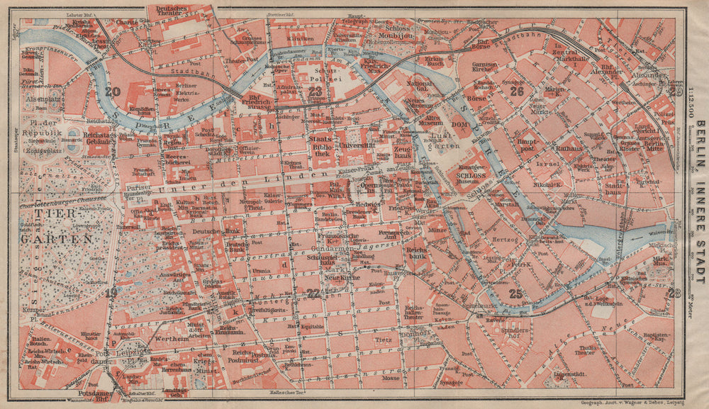 BERLIN CENTRE INNERE STADT plan. Public buildings. Öffentliche Gebäude 1923 map