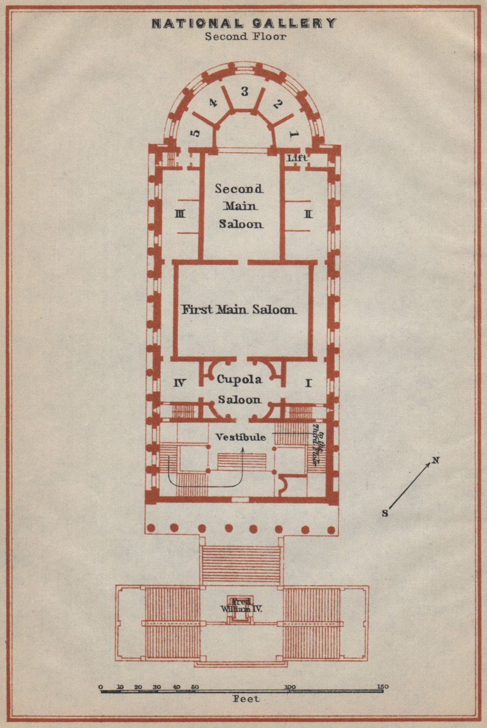 ALTE NATIONALGALERIE, Berlin. Old National gallery. Second floor plan 1923 map