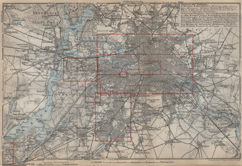 BERLIN & environs umgebung. Spandau Rixdorf Lichtenberg Zehlendorf 1923 map