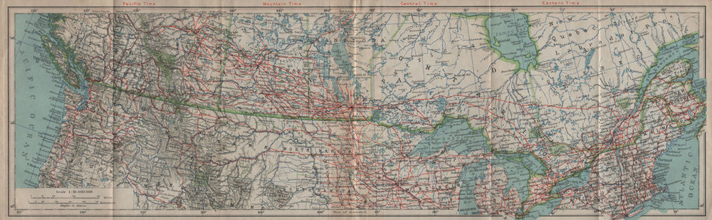 Canada/United States transcontinental railroads. Indian reservations 1922 map