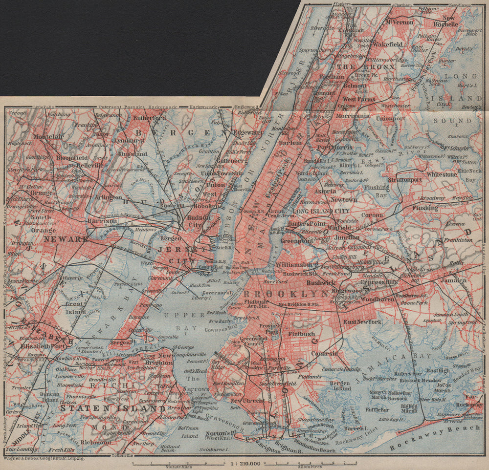 NEW YORK CITY. Manhattan Bronx Brooklyn Staten Is. Newark Jersey City 1922 map
