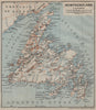 NEWFOUNDLAND. Railroads. Canada carte. BAEDEKER 1922 old antique map chart