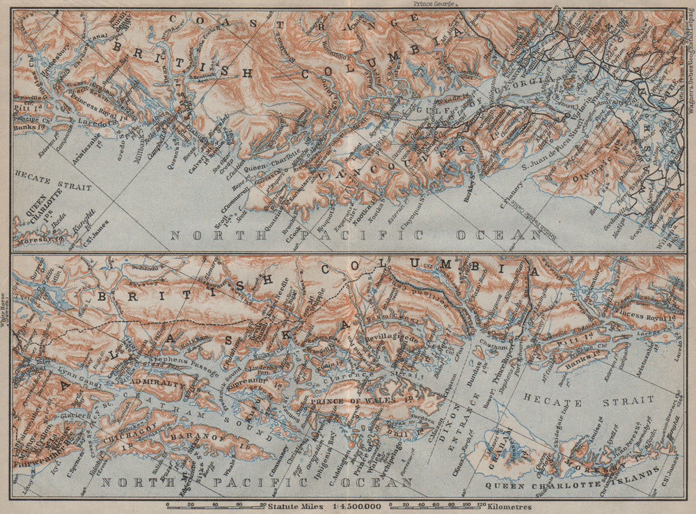BRITISH COLOMBIA & ALASKA COAST. Vancouver & Queen Charlotte Islands 1922 map