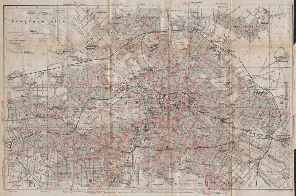 BERLIN STRAßENBAHNNETZ. Tramway network. town city stadtplan karte 1913 map