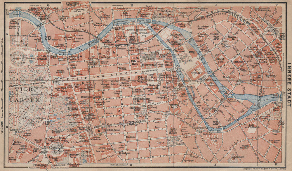 BERLIN CENTRE INNERE STADT plan. Public buildings. Öffentliche Gebäude 1913 map