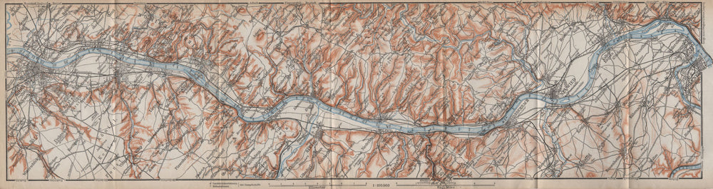 RHINE/RHEIN. Bonn-Bad Godesberg-Remagen-Andernach-Neuwied-Koblenz 1913 old map