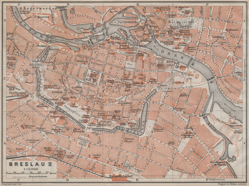 BRESLAU WROCŁAW antique town city plan miasta II. Wroclaw. Poland mapa 1913