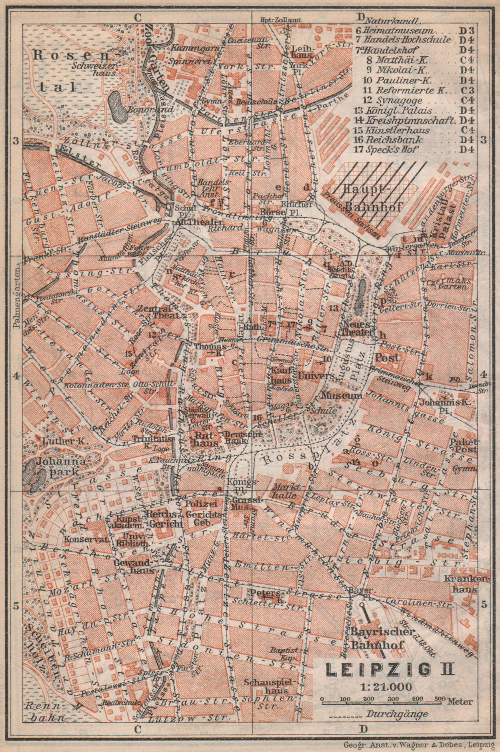 LEIPZIG antique town city stadtplan II. Saxony karte. BAEDEKER 1913 old map