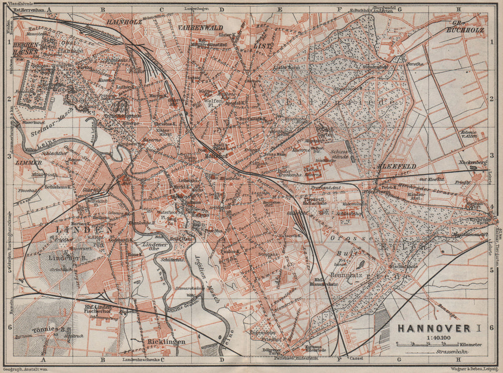 HANNOVER antique town city stadtplan I. Hanover. Lower Saxony karte 1913 map