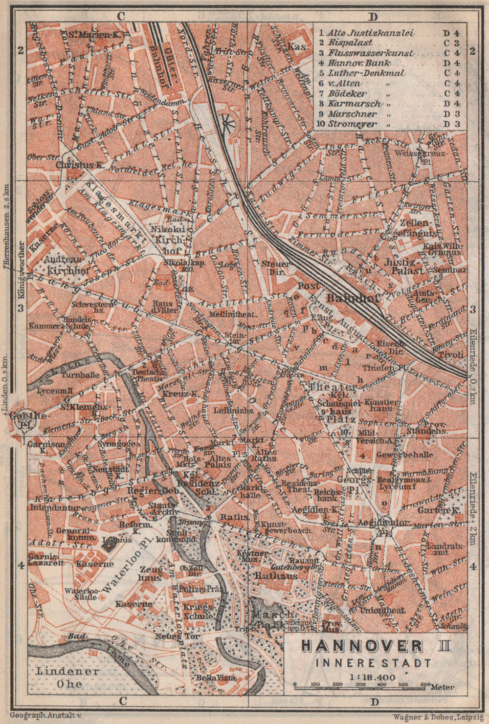 HANNOVER INNERE STADT town city plan II. Hanover. Lower Saxony karte 1913 map