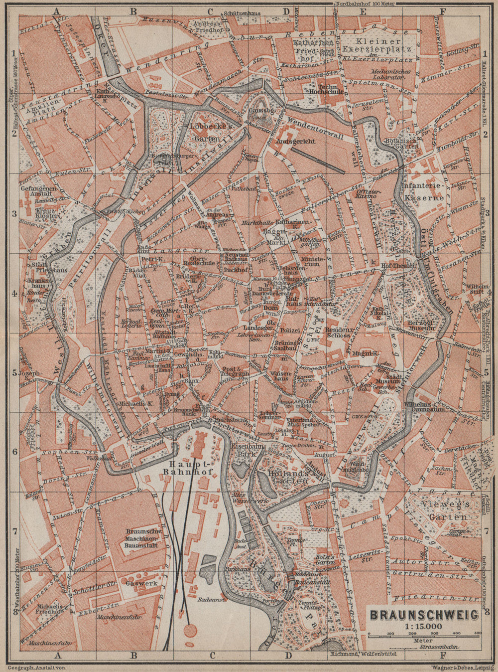 BRAUNSCHWEIG town city stadtplan. Brunswick. Lower Saxony karte 1913 old map