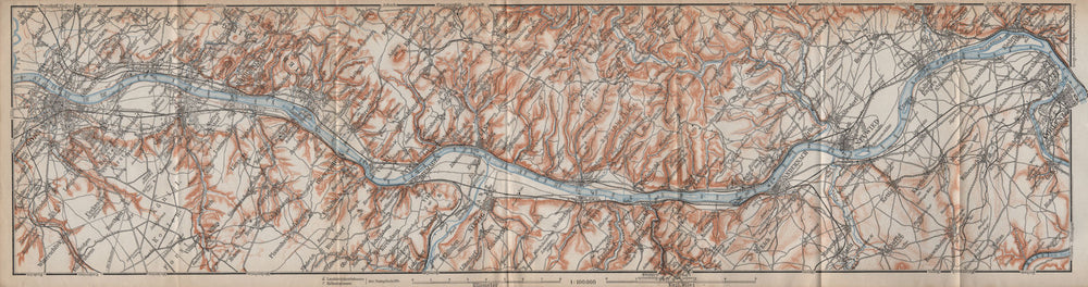 RHEIN/RHINE. Bonn-Bad Godesberg-Remagen-Andernach-Neuwied-Koblenz 1913 old map